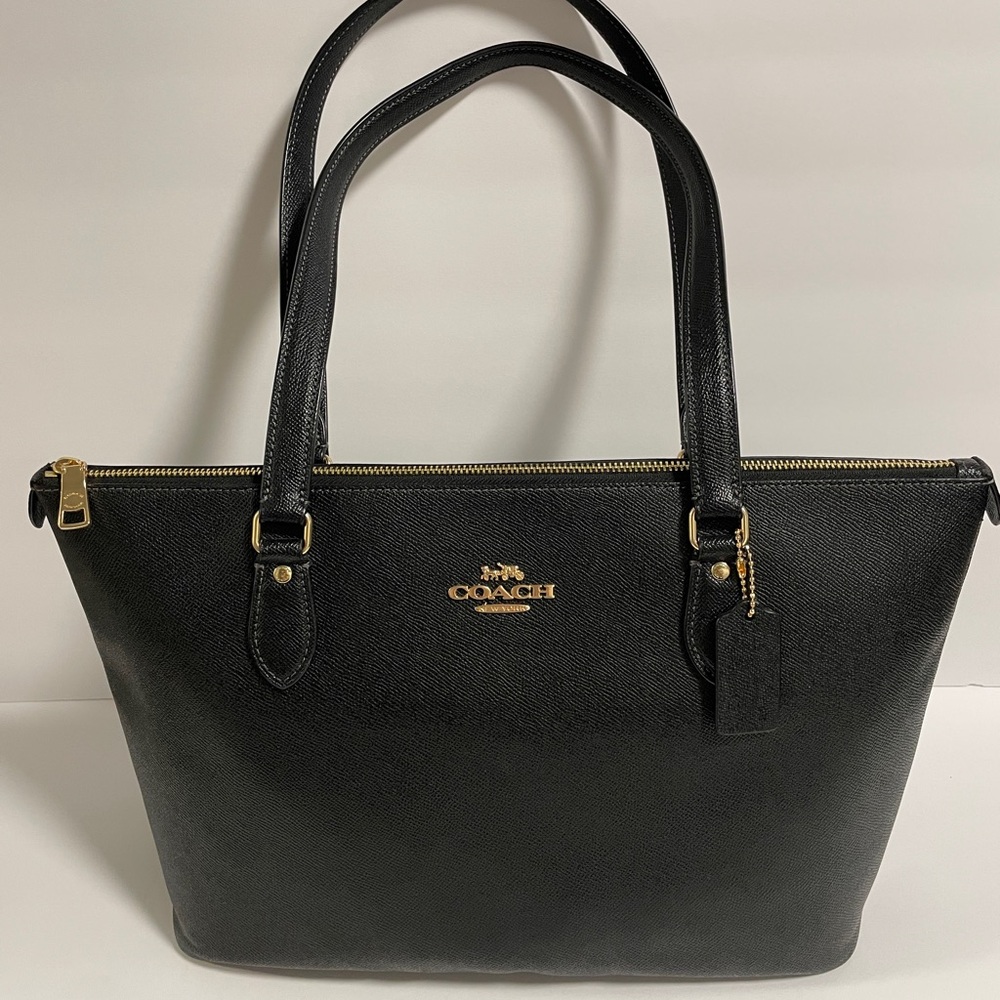 Coach Black Tote with Gold Accents